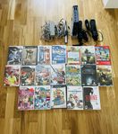 Nintendo Wii m. kablar, kontroller och 17 spel