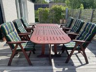 Utematgrupp bord + 6 positionsstolar