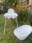 Ikea barnstol antilop med bricka och baby badkar lättsam
