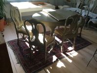Matbord Salsbord med 4 tillhörande stolar i rokokostil