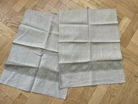 2 antika oanvända handdukar, lin, handvävt, handgjord spet