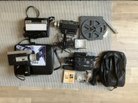 3 st Super 8 filmkameror plus blixtar