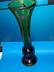 Antique vase Victorian green glass hand painted.