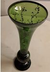 Antique vase Victorian green glass hand painted.