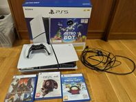 Playstation 5 slim med disc drive, spel paket, som nytt.