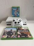 Xbox One S + 3 spel + originalkontroll – Fint skick!