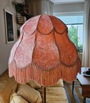 Lampskärm med fransar, retro, rosa, sammet