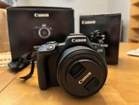 Canon R50 Nyskick med kartong+RF 50mm. f1.8