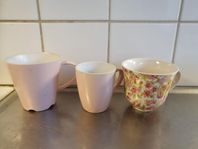 3 koppar i olika former 