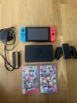 Nintendo switch full utrustning + två spel