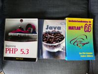 Äldre böcker inom programmering: Java, PHP, MATLAB