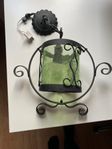 Antik Lampa i smide och glas
