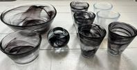 glas, skålar och ljuslykta från kosta Boda 