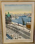 Litografi - Mona Huss Walin - Stockholmsmotiv