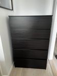 Ikea Malm byrå med 5 lådor in black color