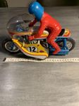 Leksaks motorcykel med förare på från 1970 talet