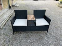 Trädgårdsbänk 2-sits med bord