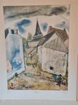 MARC CHAGALL CHAMBON SUR LAC SIGNERAD ORIGINAL TRYCKT I USA