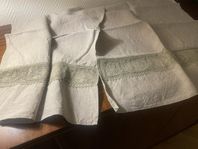 2 antika oanvända handdukar, lin, handvävt, handgjord spet