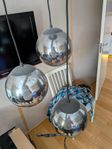 Taklampa 3 rök/silverfärgade glasglober