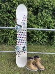 Snowboard Nitro fate, K2 mural bindning, Nike SB vapen boots