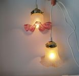Fönsterlampor ett par retro-vintage 1900 tal i frostat glas