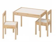 LÄTT barnbord med 2 stolar – Vit/Furu (IKEA)
