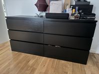 IKEA MALM Byrå med 6 lådor – Svartbrun – Mycket fint s