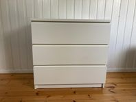 IKEA byrå malm, vit, 80x78x48, 3 lådor