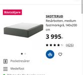 monterad säng i stort sett oanvänd