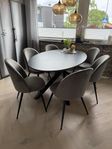 6st Kokkedal matstolar sammet grå/svart