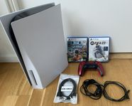 Playstation 5 (PS5) Disc Edition med 2 spel FIFA, Sackboy