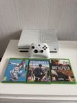 Xbox One S + 3 spel + originalkontroll – Fint skick!