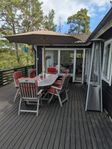 Teakset inköpt 2002, ingår gasolvärmare och parasoll