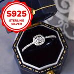 925 Ster Silver Double Layer Square Ring with Micro Zirconia