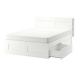 BRIMNES Bed frame w storage and headboard/mattress 