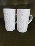 Muggar 7 st vit Silver blommor