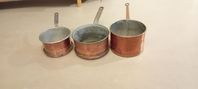 3 x kopparkastruller