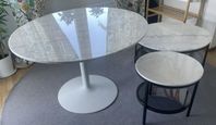 Matbord, soffbord, sidobord runt marmor