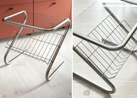 Vintage Sidobord / Sängbord IKEA - Tidningsställ Krom & Gl