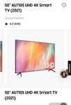 Samsung 50” 4K UHD Smart TV – UE50AU7105