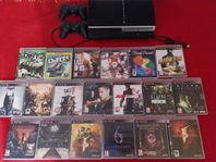 Playstation 3 + 19 spel + 2 kontroller 
