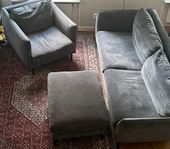  Madison 3-sits soffa fåtölj  fotpall  Orinocco dark grey