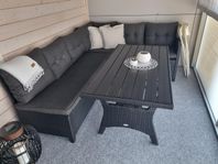 Launchmöbel, soffa i vinkel och bord