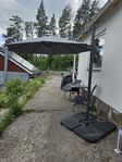 hängparasoll med fot och skydd