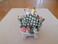 RETRO blommande kaktus figur keramik tittskåp