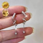Star Dangle Earrings with CZ – Hypoallergenic 925 Silver
