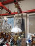 Antik hängfotogen i mässing jugend, fotogenlampa, lampa 