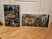 Fina större broderade tavlor säljes billigt 