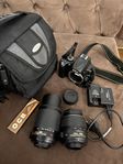 Nikon D5000 DSLR-kamera med två objektiv + väska